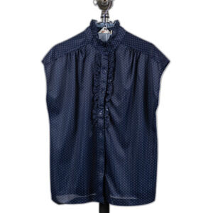 Felice vintage 70s navy blue polka dot blouse size 14